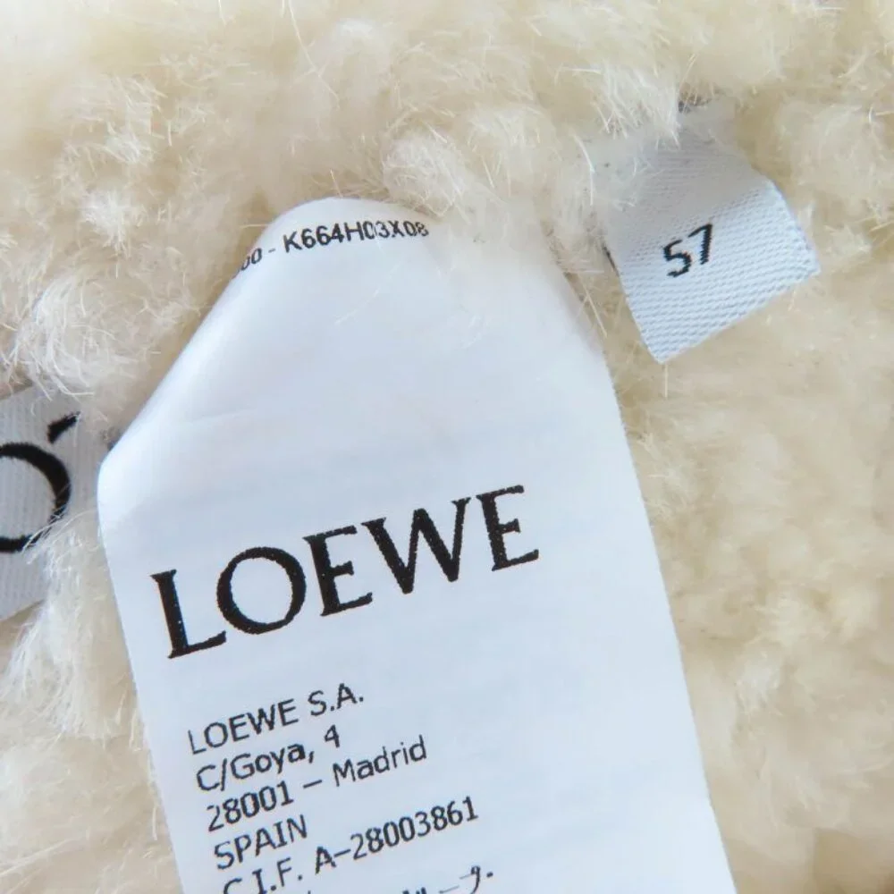 Loewe Logo Leather Shearling Bucket Hat Brown 57 - Picture 9 of 10